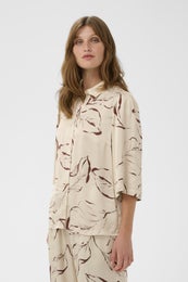 Soaked In Luxury SLClero Printed Shirt SS Naisten Paitapusero 30409030 304871/oatmeal leave print
