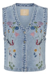 Culture CUTiala Aniceta Embroidery Waistcoat Naisten Farkkuliivi 50112923 500027/light blue wash