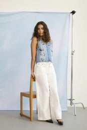 Culture CUTiala Aniceta Embroidery Waistcoat Naisten Farkkuliivi 50112923 500027/light blue wash