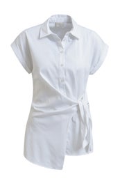 Milano Sleeveless Shirt Collar Blouse With Knot Detail Naisten Paitapusero 95 2020 6083 valkoinen