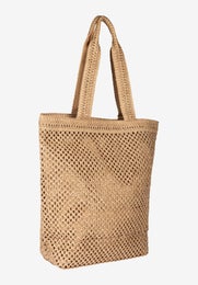 More & More Straw Bag With Wording Naisten Laukku 61039100 0214/powder beige
