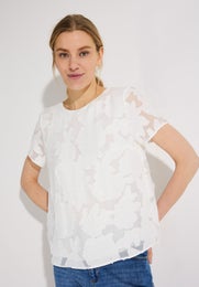 More & More Jacquard Blouse Non Sleeve Naisten Pusero 61242081 luonnonvalkoinen