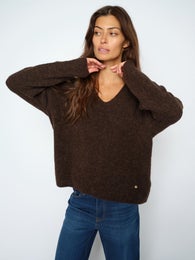 Mos Mosh MMThora V-Neck Knit Naisten Neule 153900 ruskea