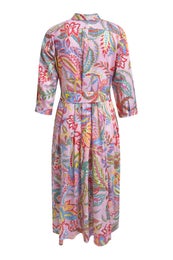 Milano Shirt Blouse Dress w/ Wide Midi Skirt 3/4 sleeve Naisten Paitamekko 61 2424 1371 1401/rose print