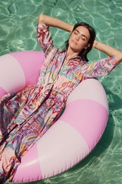 Milano Shirt Blouse Dress w/ Wide Midi Skirt 3/4 sleeve Naisten Paitamekko 61 2424 1371 1401/rose print