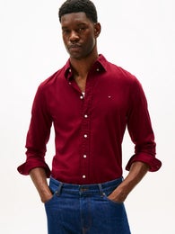 Tommy Hilfiger Flex Flannel Solid Miesten Paita MW0MW38573 viininpunainen/vlp/deep rouge