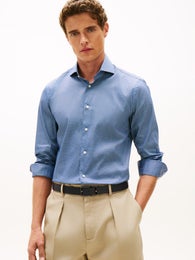 Tommy Hilfiger DC Flex Collar Mini Texture Slim Fit Miesten Paita MW0MW42897 dcc/carbon navy