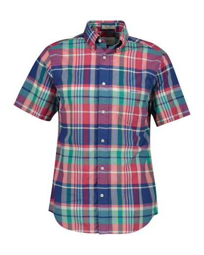 Gant Reg Indian Madras Check SS Shirt Miesten Lyhythihainen Paita 3260078 641/rose red