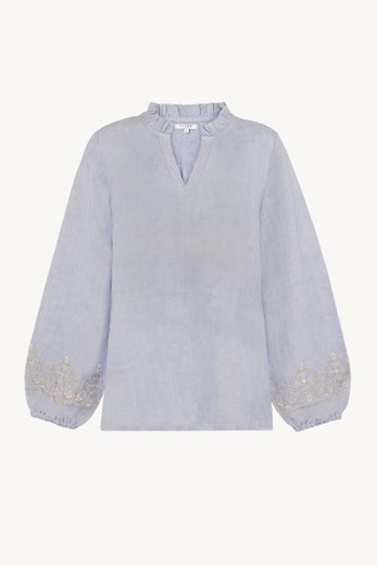 Claire Woman Rilla Naisten Pellavapusero 73753 vaaleansininen