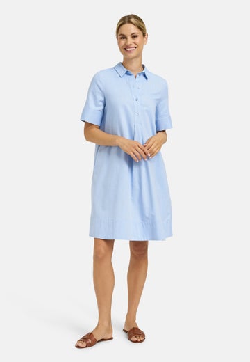 Milano Shirt Collar Dress With Half Placket And 1/2 Sleeve Naisten Mekko 95 2020 1439 vaaleansininen