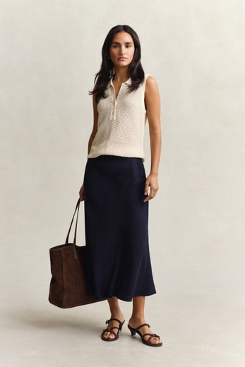 Gant Flared Linen Blend Skirt Naisten Hame 4400231 433/evening Blue