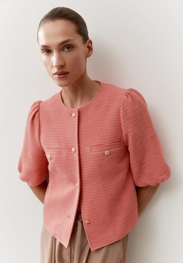 More & More Boucle Jacket w Balloon Sleeve Naisten Jakku 61046055 koralli
