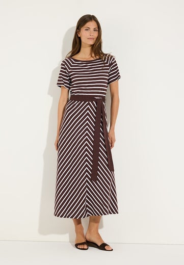 More & More Jersey Dress With Stripes 2286 Jersey Stripe Cool Chocolate Naisten Trikoomekko 61053600