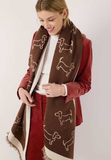 More & More Woven Dachshund Scarf Naisten Huivi 61099005 2218/jacquard dachshund brown