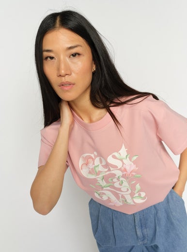 Mos Mosh MMFlowish O-SS Tee Naisten T-Paita 177190166/peachy