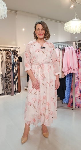 More & More Printed Crinkle Chiffon Dress Long Naisten Juhlamekko 61243083 4052/ garden roses print